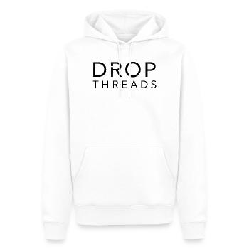Drop Threads : Typographie minimaliste - Sweat à capuche Premium bio Homme - blanc - Devant - Nico (187cm)