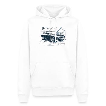 Oldtimer-Bauplan, 1970er Auto, europäisches Auto - Männer Premium Bio Hoodie - Weiß - Vorne - Nico (187cm)