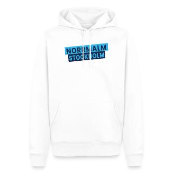 Norrmalm Stockholms Typografie - Männer Premium Bio Hoodie - Weiß - Vorne - Nico (187cm)
