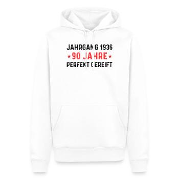 Millésime 1936 – 90 ans parfaitement maturé - Sweat à capuche Premium bio Homme - blanc - Devant - Nico (187cm)