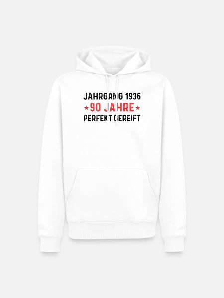 Jahrgang 1936 – 90 Jahre perfekt gereift - Männer Premium Bio Hoodie - Weiß