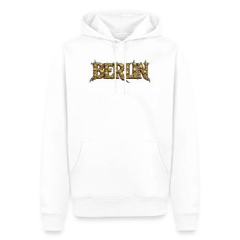 Berlin Skull Metal Schrift - Männer Premium Bio Hoodie - Weiß - Vorne - Nico (187cm)