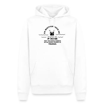 Humour pêche  - Sweat à capuche Premium bio Homme - blanc - Devant - Nico (187cm)