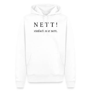 Nett! einfach nur nett. - Männer Premium Bio Hoodie - Weiß - Vorne - Nico (187cm)