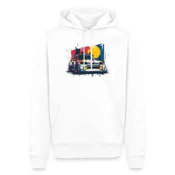 Retro Turbo 16 Rennwagen - Männer Premium Bio Hoodie - Weiß - Vorne - Nico (187cm)