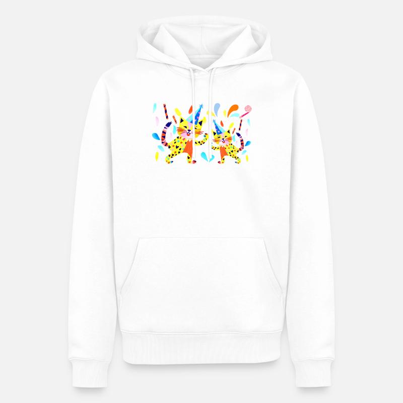 Fête Chats Couleurs Néon - Sweat à capuche Premium bio Homme - blanc