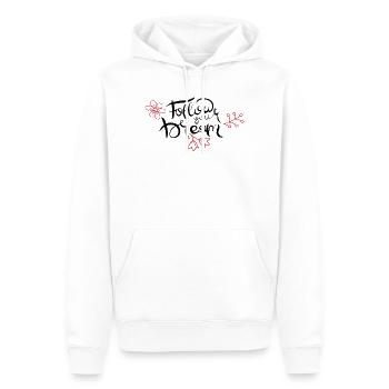 Follow your Dream - Männer Premium Bio Hoodie - Weiß - Vorne - Nico (187cm)