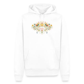 Frühlingsornament mit Blumen,Vögel und Mond - Männer Premium Bio Hoodie - Weiß - Vorne - Nico (187cm)