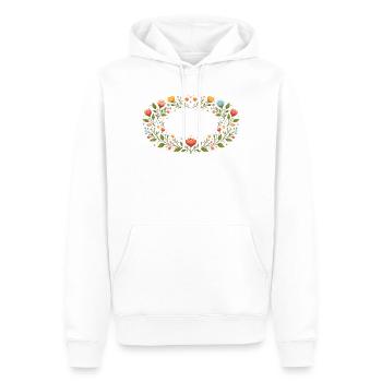 Floral Spring Frame with Flowers - Men’s Premium Organic Hoodie - white - Front - Nico (187cm)