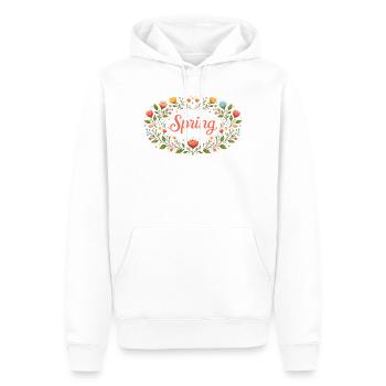Lettrage printanier dans une couronne florale printanière - Sweat à capuche Premium bio Homme - blanc - Devant - Nico (187cm)