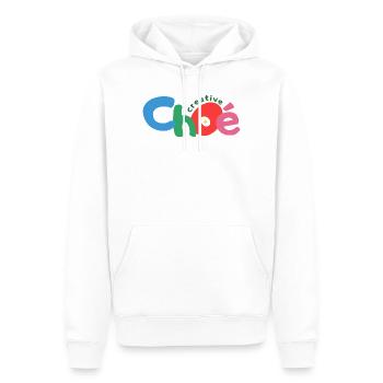 choe creative texte - Sweat à capuche Premium bio Homme - blanc - Devant - Nico (187cm)