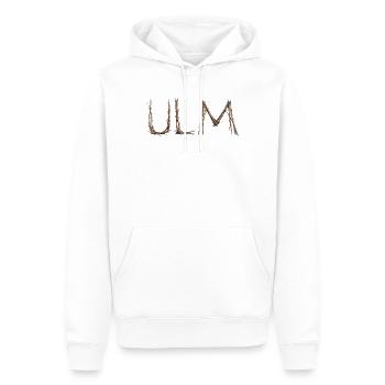 ULM Schriftzug mit Zweigen vom Spatz gelegt - Männer Premium Bio Hoodie - Weiß - Vorne - Nico (187cm)