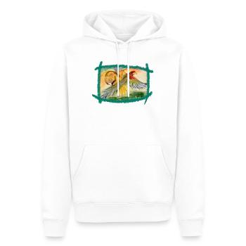 Aras über dem Regenwald - Männer Premium Bio Hoodie - Weiß - Vorne - Nico (187cm)