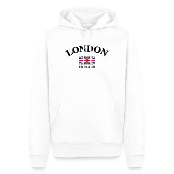 Londres, Angleterre - Sweat à capuche Premium bio Homme - blanc - Devant - Nico (187cm)