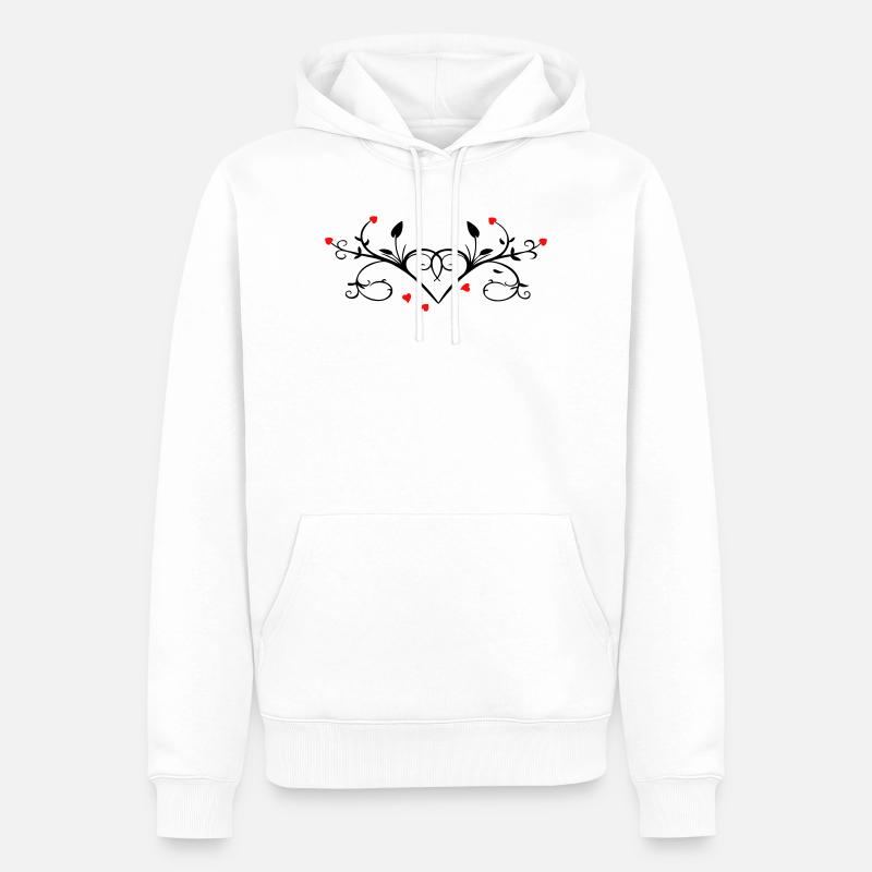 Ornement avec des cœurs - Sweat à capuche Premium bio Homme - blanc