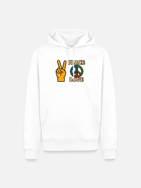 Peace and Love Icon Peace Tee - Men’s Premium Organic Hoodie - white