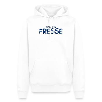 Halt die Fresse - Cooler Spruch - Männer Premium Bio Hoodie - Weiß - Vorne - Nico (187cm)