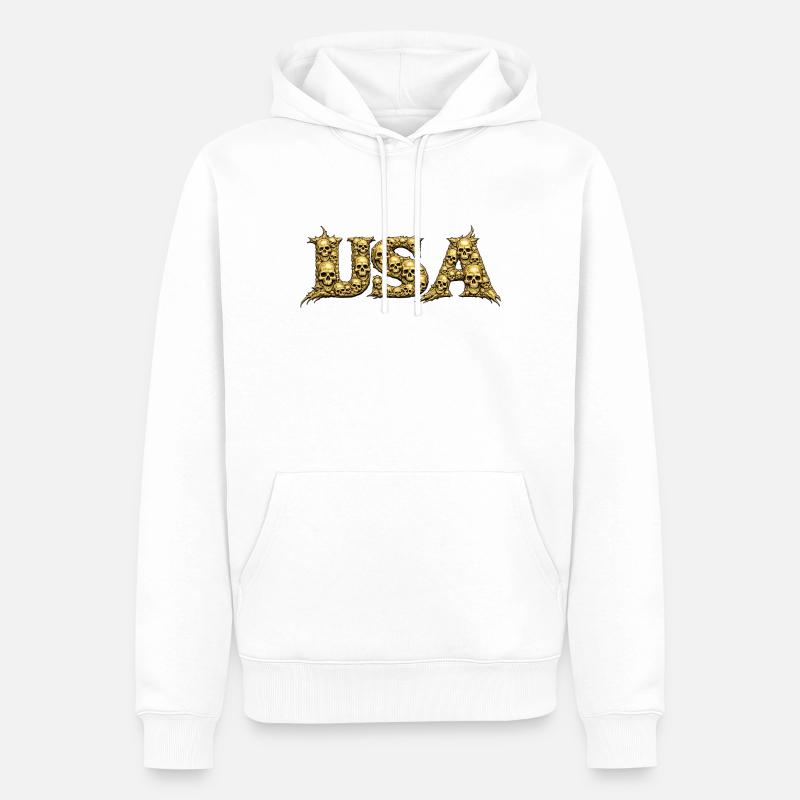 USA Schädelranke Gothic Logo - Männer Premium Bio Hoodie - Weiß
