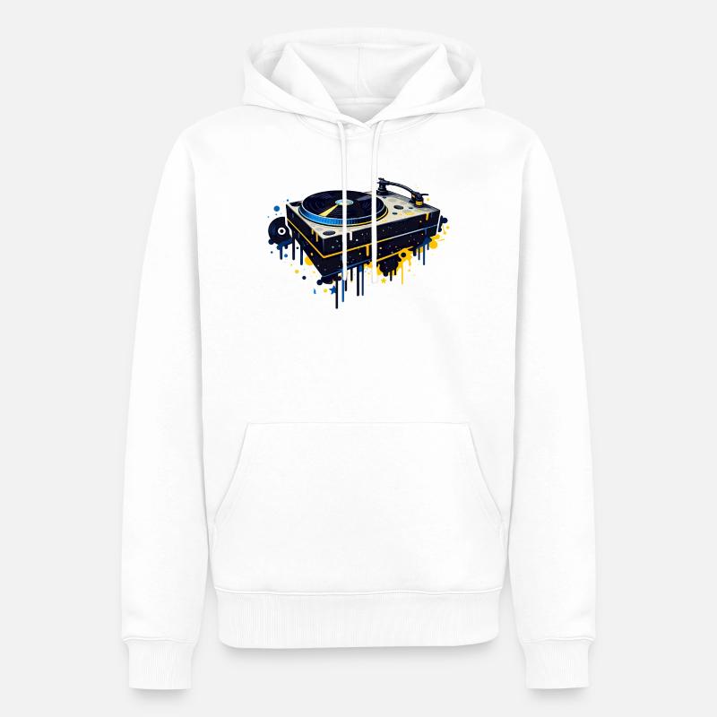 Graffiti Turntable Design - Men’s Premium Organic Hoodie - white