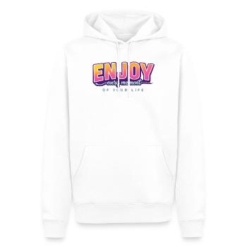 Profitez de chaque instant de votre vie Typographie - Sweat à capuche Premium bio Homme - blanc - Devant - Nico (187cm)