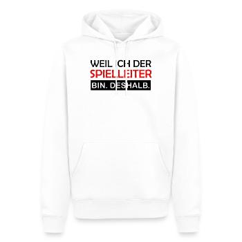 Parce que je suis le maître du jeu, c’est pour ça que le jeu de rôle - Sweat à capuche Premium bio Homme - blanc - Devant - Nico (187cm)