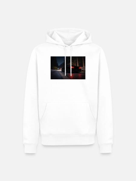 Nachtsportwagen auf der Straße - Männer Premium Bio Hoodie - Weiß