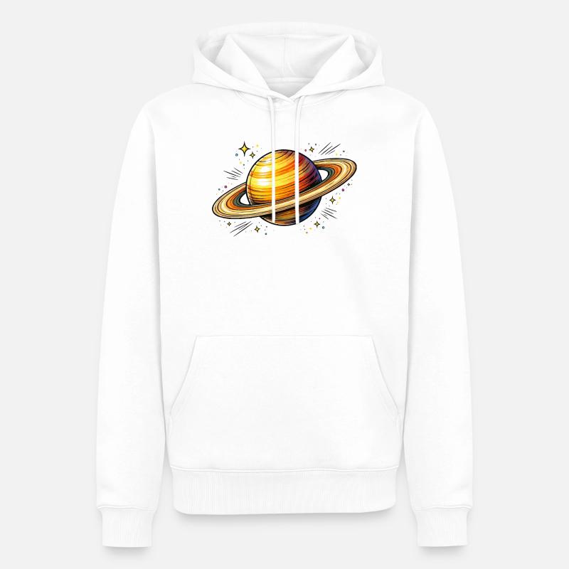 Planète Saturne - Sweat à capuche Premium bio Homme - blanc