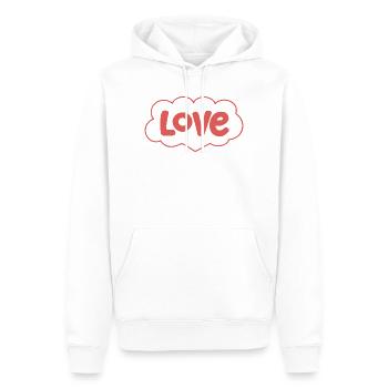 Liebe in Rosy Cloud - Männer Premium Bio Hoodie - Weiß - Vorne - Nico (187cm)