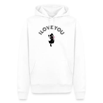 Adorable Chat Noir Rétracte Nœud Rose Rose Valentine - Sweat à capuche Premium bio Homme - blanc - Devant - Nico (187cm)