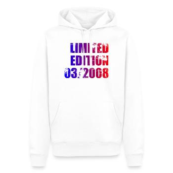 18e anniversaire Édition Limitée 03/2008 - Sweat à capuche Premium bio Homme - blanc - Devant - Nico (187cm)
