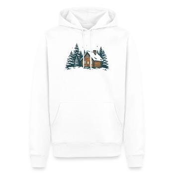 Winterwaldhütte - Männer Premium Bio Hoodie - Weiß - Vorne - Nico (187cm)