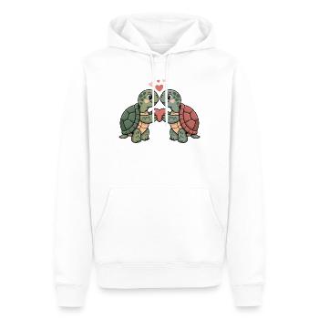 Couple de tortues pour la Saint-Valentin - Sweat à capuche Premium bio Homme - blanc - Devant - Nico (187cm)
