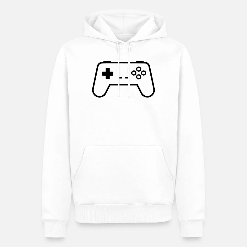 Gamepad Controller Outline Gaming Vektor - Männer Premium Bio Hoodie - Weiß