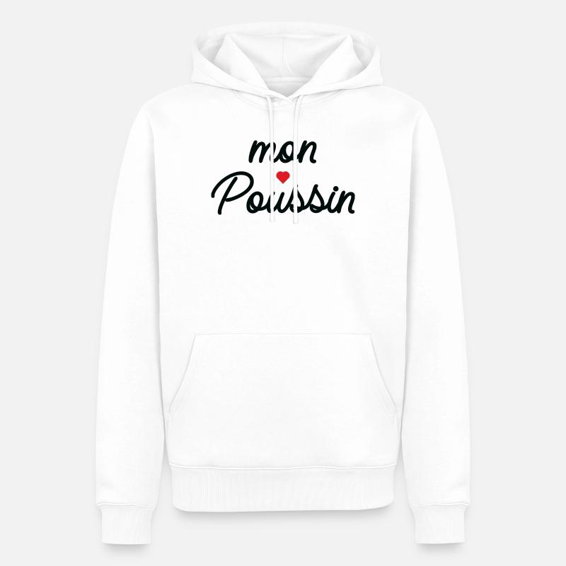 Mon Coeur Coussin Script - Sweat à capuche Premium bio Homme - blanc