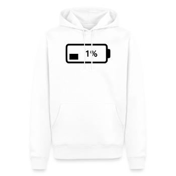 Battery symbol charge level 1% - Men’s Premium Organic Hoodie - white - Front - Nico (187cm)