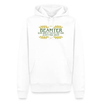 Beamter: Verantwortung zählt - Männer Premium Bio Hoodie - Weiß - Vorne - Nico (187cm)