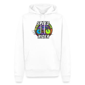 Speed Rider Fahrrad Neon Farben Rennrad Motiv - Männer Premium Bio Hoodie - Weiß - Vorne - Nico (187cm)