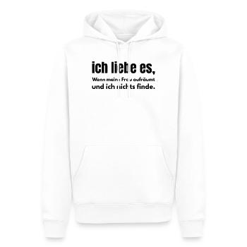 Ich liebe es – Wenn meine Frau aufräumt - Männer Premium Bio Hoodie - Weiß - Vorne - Nico (187cm)