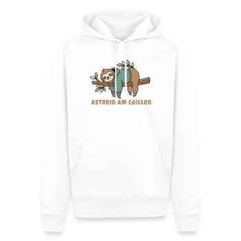 Astrein am Chillen – Faultier im Hoodie Design - Männer Premium Bio Hoodie - Weiß - Vorne - Nico (187cm)