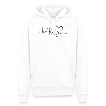 "And the heart goes to ..." Lieblingsmensch - Männer Premium Bio Hoodie - Weiß - Vorne - Nico (187cm)