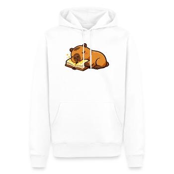 Capybara endormie sur le thème de la lecture de livres - Sweat à capuche Premium bio Homme - blanc - Devant - Nico (187cm)