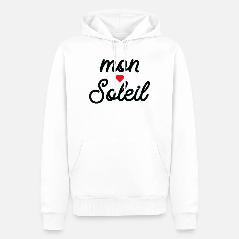 Mon Soleil cœur en Script - Sweat à capuche Premium bio Homme - blanc