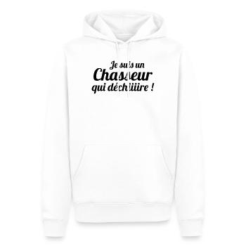 Je suis un chasseur qui déchire - Sweat à capuche Premium bio Homme - blanc - Devant - Nico (187cm)