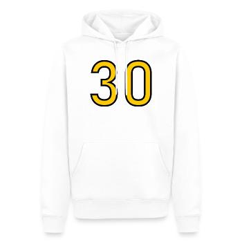30. 30 ANS. 30e ANNIVERSAIRE. ANNIVERSAIRE 30 ANS. - Sweat à capuche Premium bio Homme - blanc - Devant - Nico (187cm)