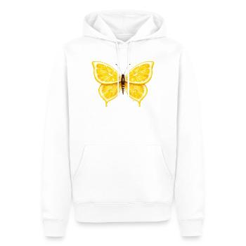 Zitronenflügel – Leuchtender Frucht-Schmetterling - Männer Premium Bio Hoodie - Weiß - Vorne - Nico (187cm)