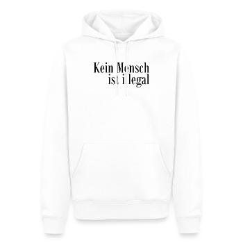 Kein Mensch ist illegal - Migration - Illegalität - Männer Premium Bio Hoodie - Weiß - Vorne - Nico (187cm)