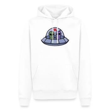 Niedliches Alien-Paar mit Hearts Galactic Romance - Männer Premium Bio Hoodie - Weiß - Vorne - Nico (187cm)