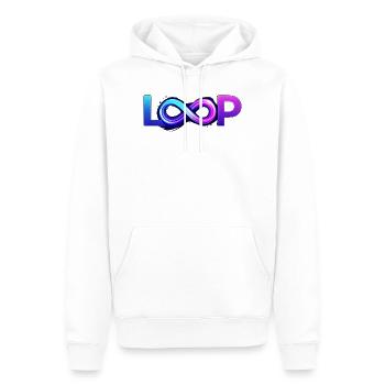 Neon Loop Unendlichkeit - Männer Premium Bio Hoodie - Weiß - Vorne - Nico (187cm)