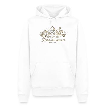Bergherz Daheim – Alpenliebe - Männer Premium Bio Hoodie - Weiß - Vorne - Nico (187cm)
