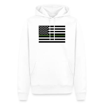 Ligne du drapeau américain vert militaire - Sweat à capuche Premium bio Homme - blanc - Devant - Nico (187cm)